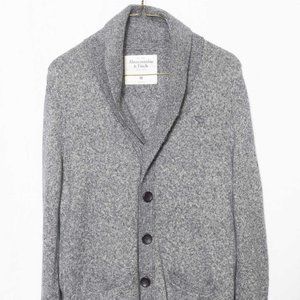 Abercrombie & Fitch Shawl Collar Cardigan Sweater Gray Men's Medium